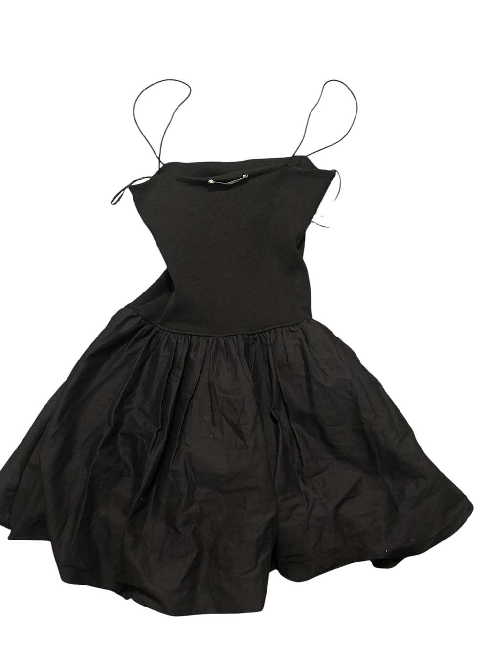 Zara Black Spaghetti Strap Bubble Hem Mini Dress - Picture 4 of 4